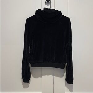 Black Velvet Hooded Turtleneck Sweater